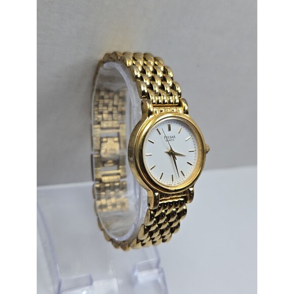 Vintage Pulsar by Seiko Womens Gold Tone Bracelet Quartz Dress Watch New Battery main image 4